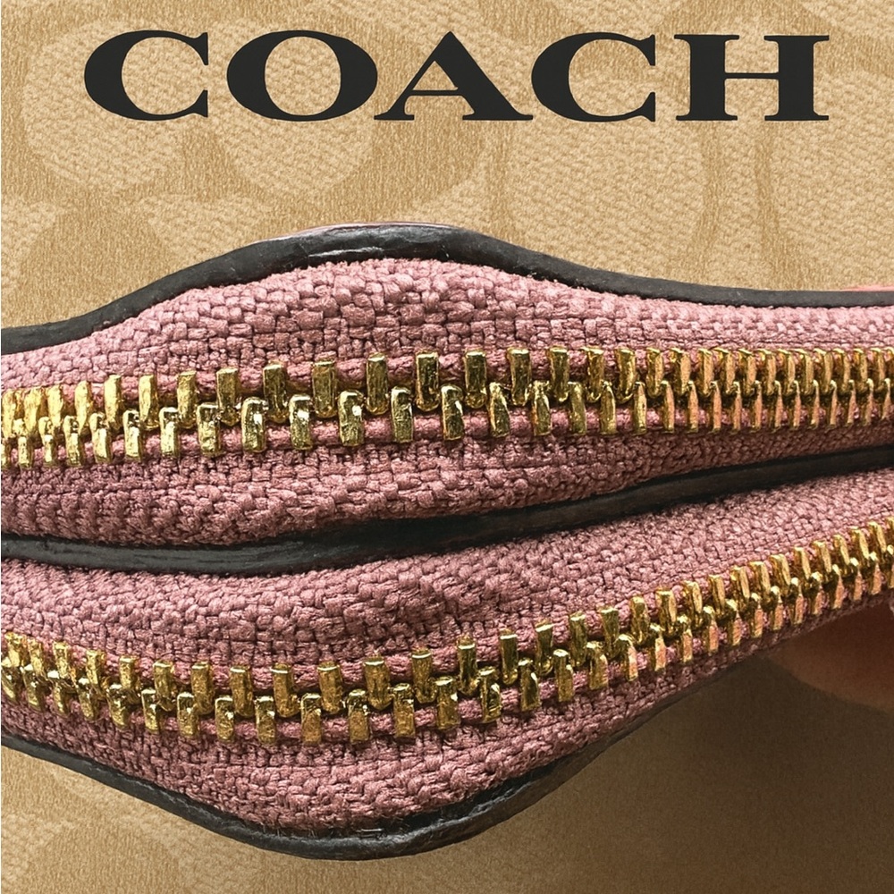COACH Pebbled Leather Double Zip Wristlet F87587 | Pink Mauve | EUC | MSRP $178 - Picture 6 of 10